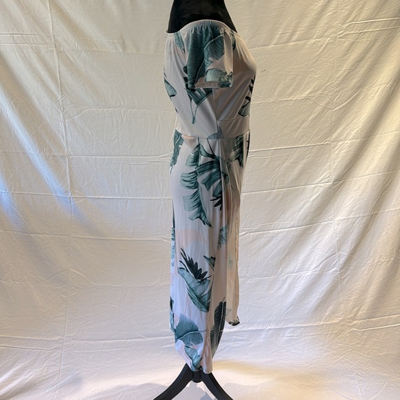 Sidefeel Off The Shoulder Floral Print Ruched Bodycon High Slit Dress - Picture 4 of 6